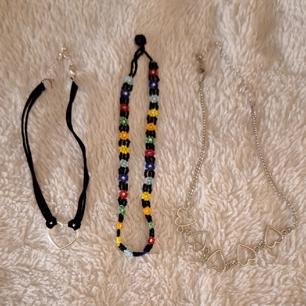 Colorful Kids Heart Necklace Set